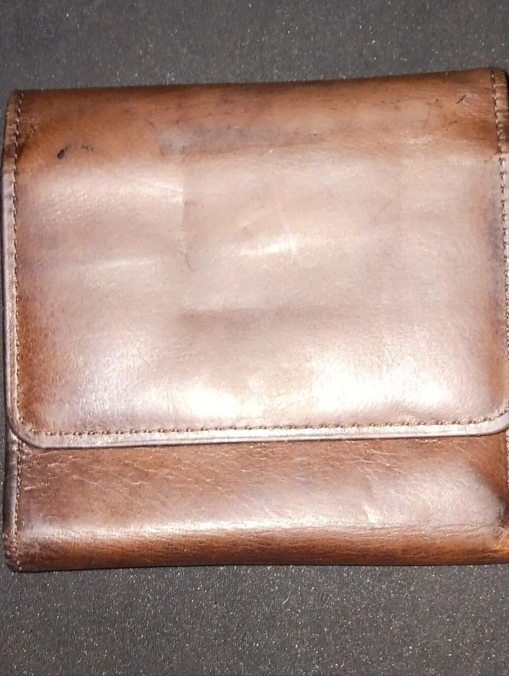Coach Vintage Brown Leather Kisslock Wallet with Gold Accents